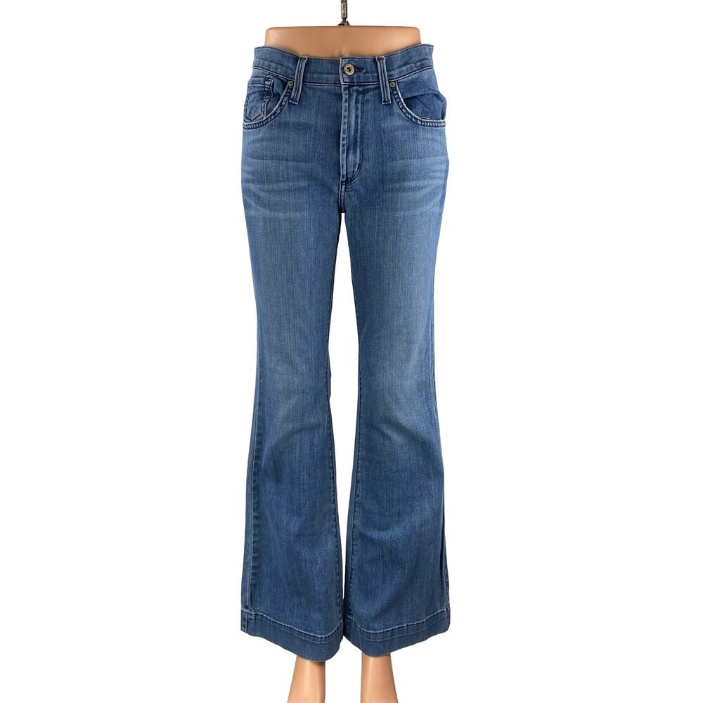 James Jeans Shayebel Flat Women's Blue High Ride Flared Bootcut Denim Jeans 28